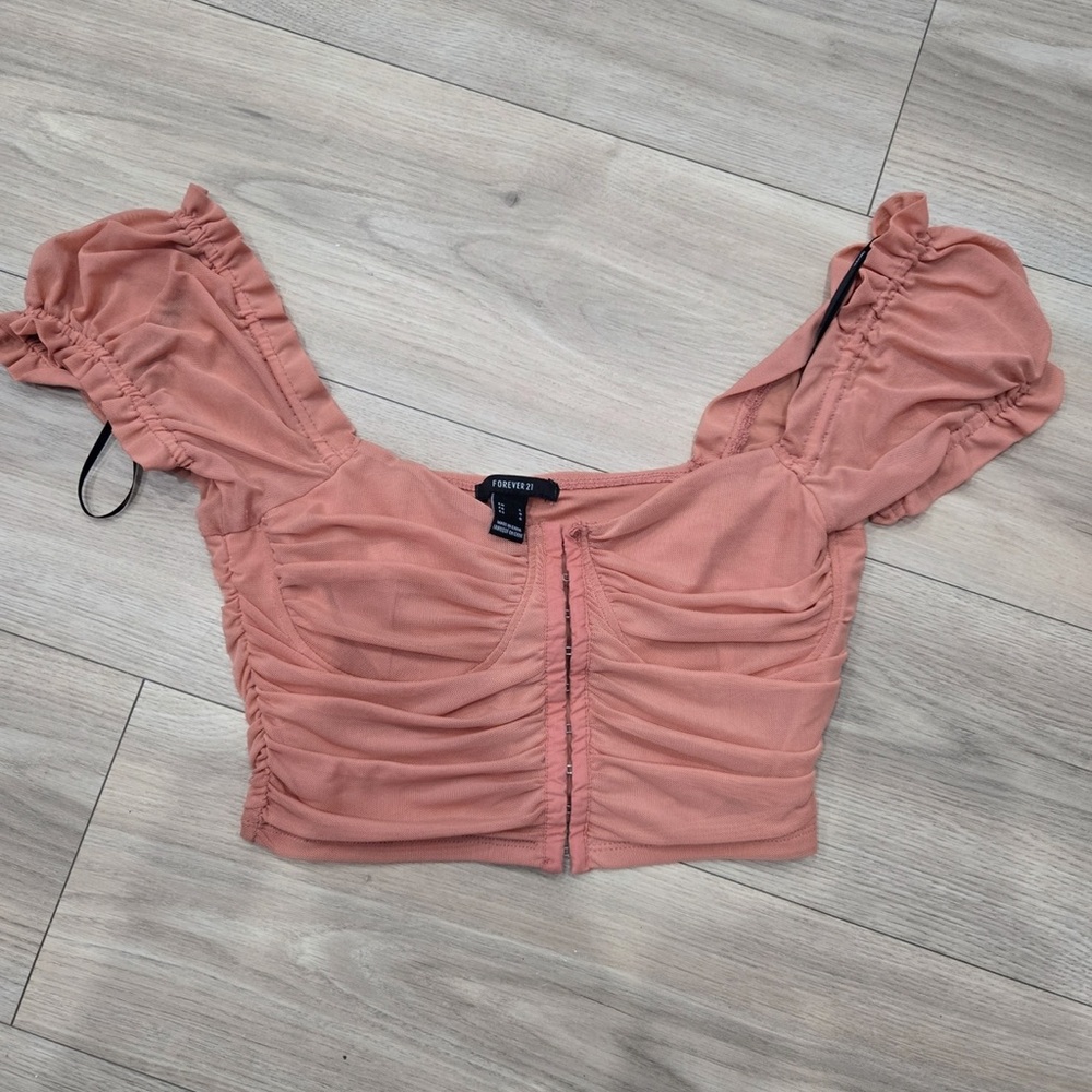 Forever 21 Dusty Pink Ruched Crop Top